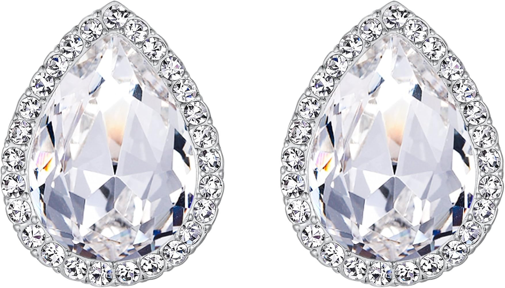 EVER FAITH Women's Austrian Crystal Wedding Teardrop Stud Earrings | Amazon (US)