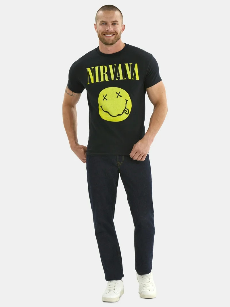 Nirvana Smiley Men's and Big Men's Graphic Tee with Short Sleeves, Sizes XS-3XL | Walmart (US)
