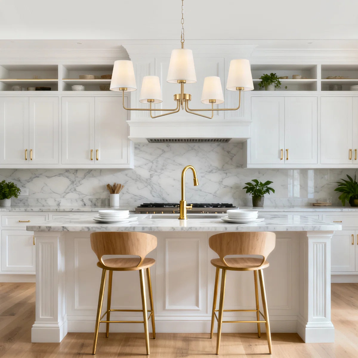 5 - Light  Classic / Traditional Chandelier With  Fabric Shade | Wayfair North America