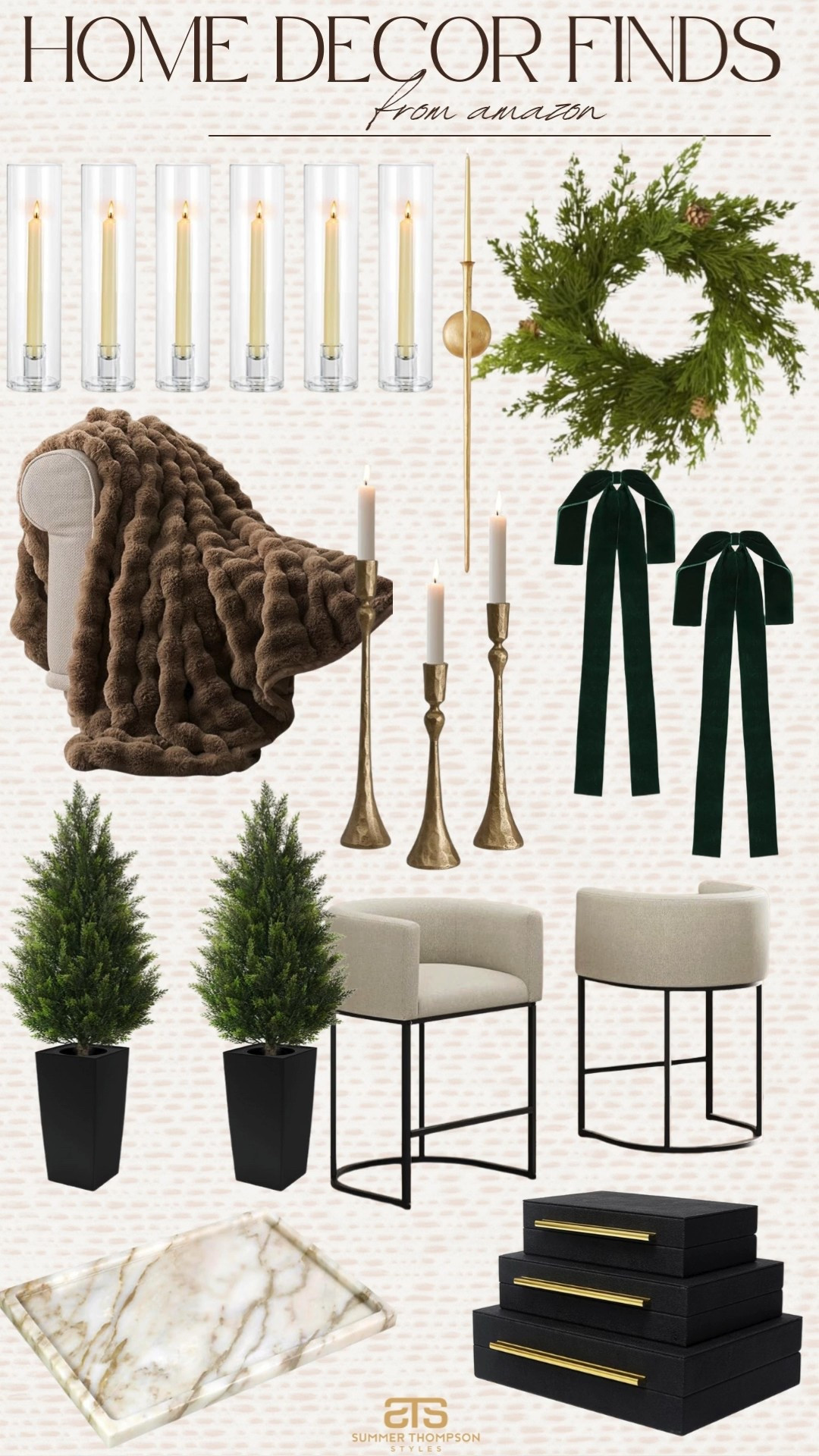 Amazon home decor finds that caught my eye! 

Throw blanket. Candles. Wreath. Candlesticks. Bows. Topiaries. Shrubs. Bar stools. Decorative boxes. Amazon home. Modern home  

#LTKFindsUnder100 #LTKHome #LTKSeasonal