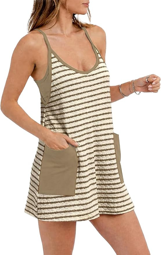 Womens 2026 Summer Sleeveless Mini Dress Spaghetti Strap Sundress with Built-in Shorts Golf Athle... | Amazon (US)