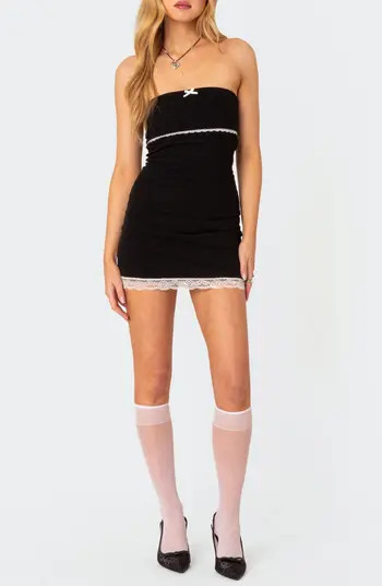EDIKTED Miri Lace Trim Strapless Minidress | Nordstrom | Nordstrom