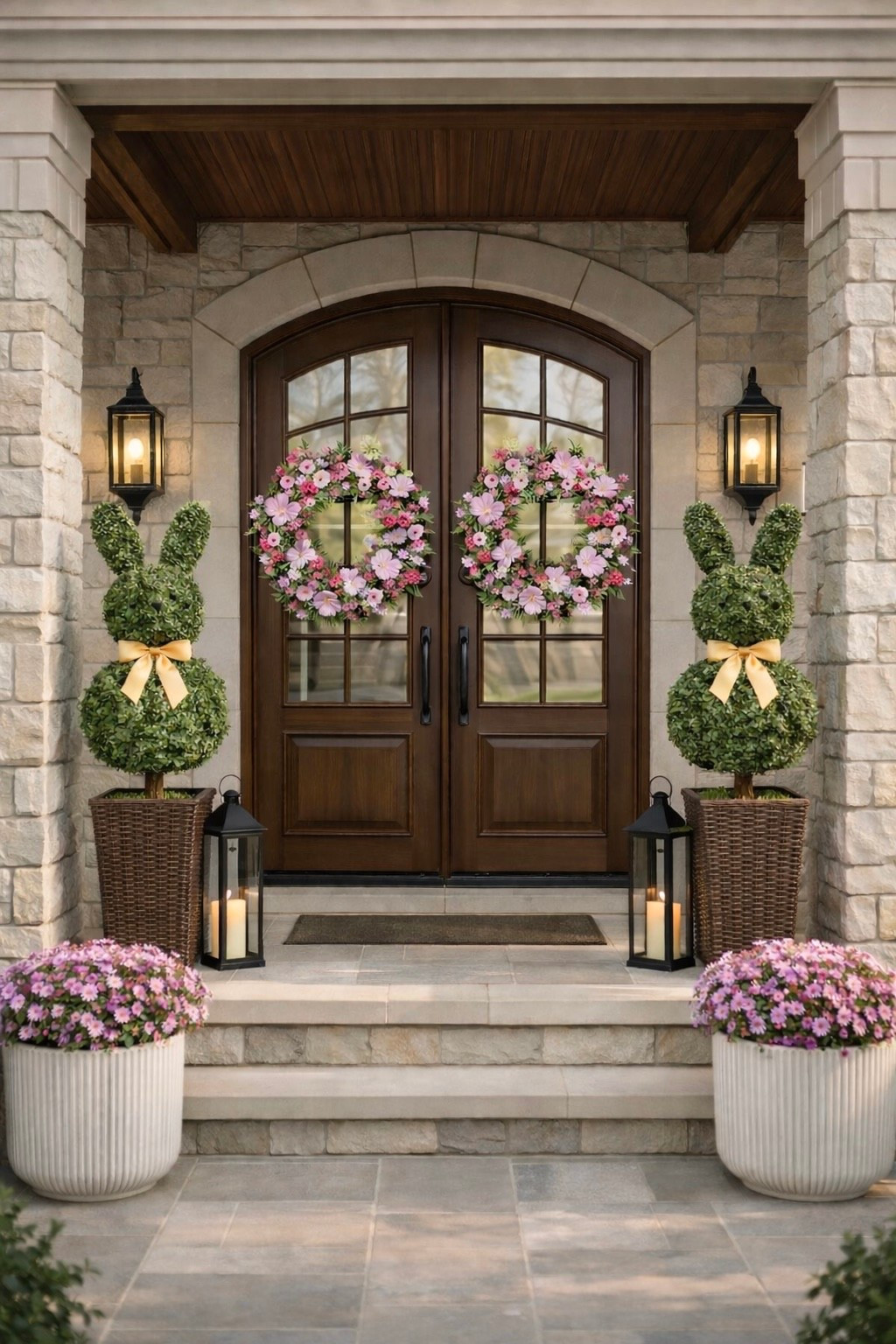 Amazon Spring Porch Finds

Follow @farmtotablecreations on Instagram for more neutral home inspiration 🤍

This all-Amazon spring porch refresh creates a welcoming, magazine-ready entry. The pink floral wreaths add a soft seasonal pop against the double doors, while the bunny topiaries in tall wicker planters bring balanced height and symmetry. Classic black lanterns and coordinating florals complete the layered, polished look without overwhelming the space.

Every item is affordable, easy to style, and linked in LTK to recreate the full porch moment.

#frontdoor #springdecor #wreath #porchdecor #outdoordecor #planters #lanterns #bunnydecor #amazonhome #amazonfinds

#LTKSaleAlert #LTKSeasonal #LTKHome