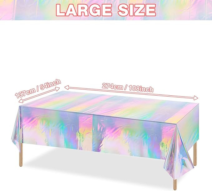 FunnyPars 4 Pack Iridescent Plastic Tablecloths Shiny Disposable Laser Rectangle Table Covers Hol... | Amazon (US)