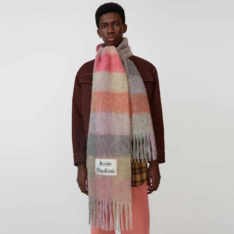 Ac Studios Men and Women General Cashmere Designer Acne Blanket Scarf Feminine Style Colorful Pla... | DHGate