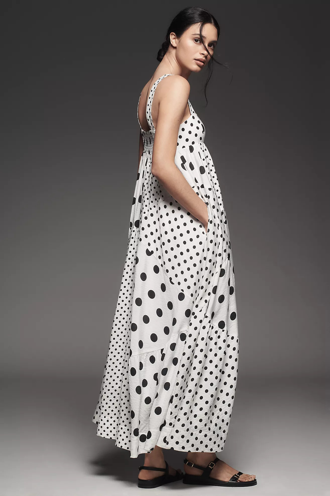 Maeve Sleeveless Square-Neck Babydoll Midi Dress | Anthropologie (US)