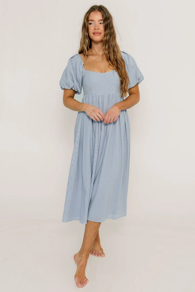 Hamilton Midi Dress in Light Blue - Bump Friendly & Inclusive Sizing ( | Worth Collective