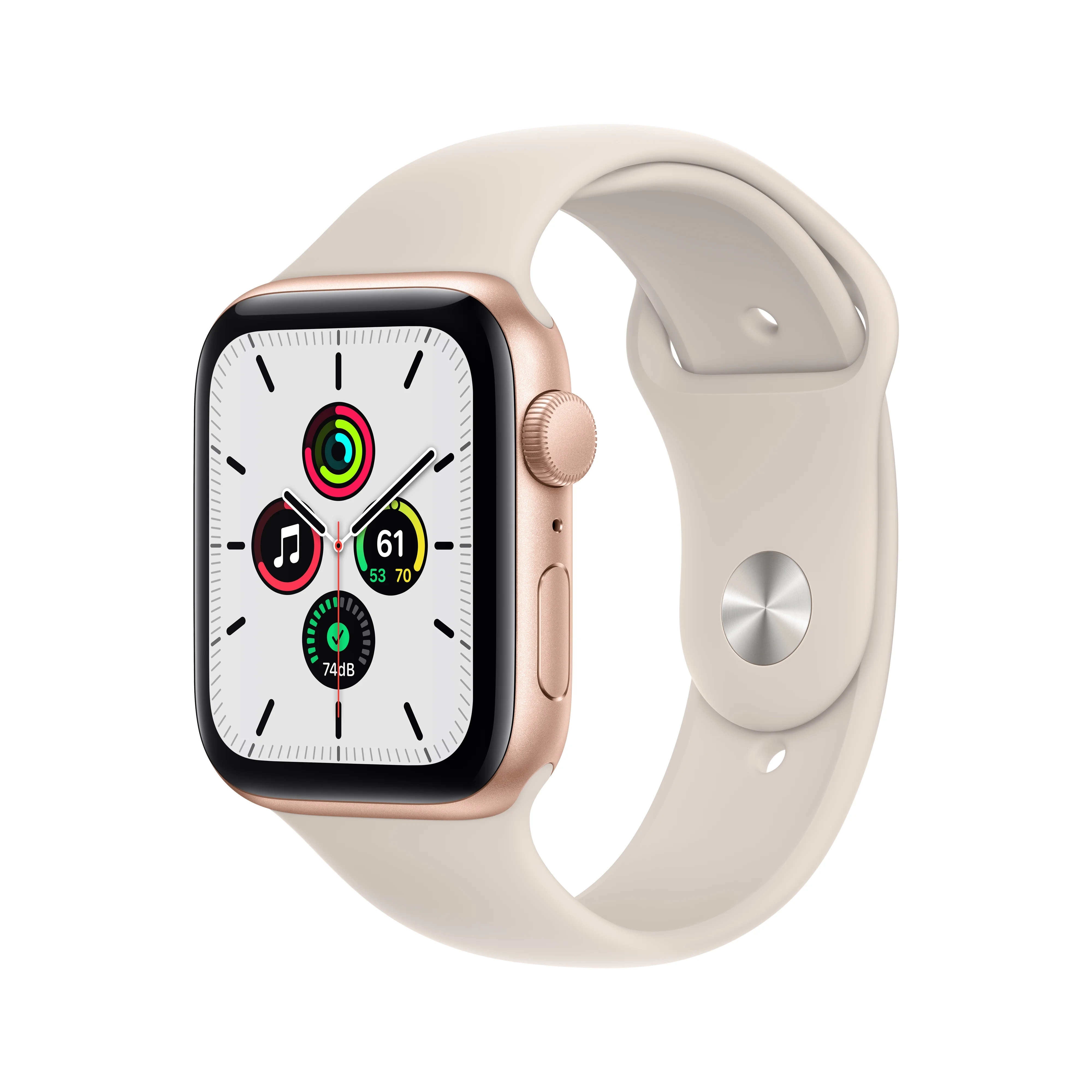 Apple Watch SE (1st Gen) GPS, 44mm Gold Aluminum Case with Starlight Sport Band - Regular | Walmart (US)