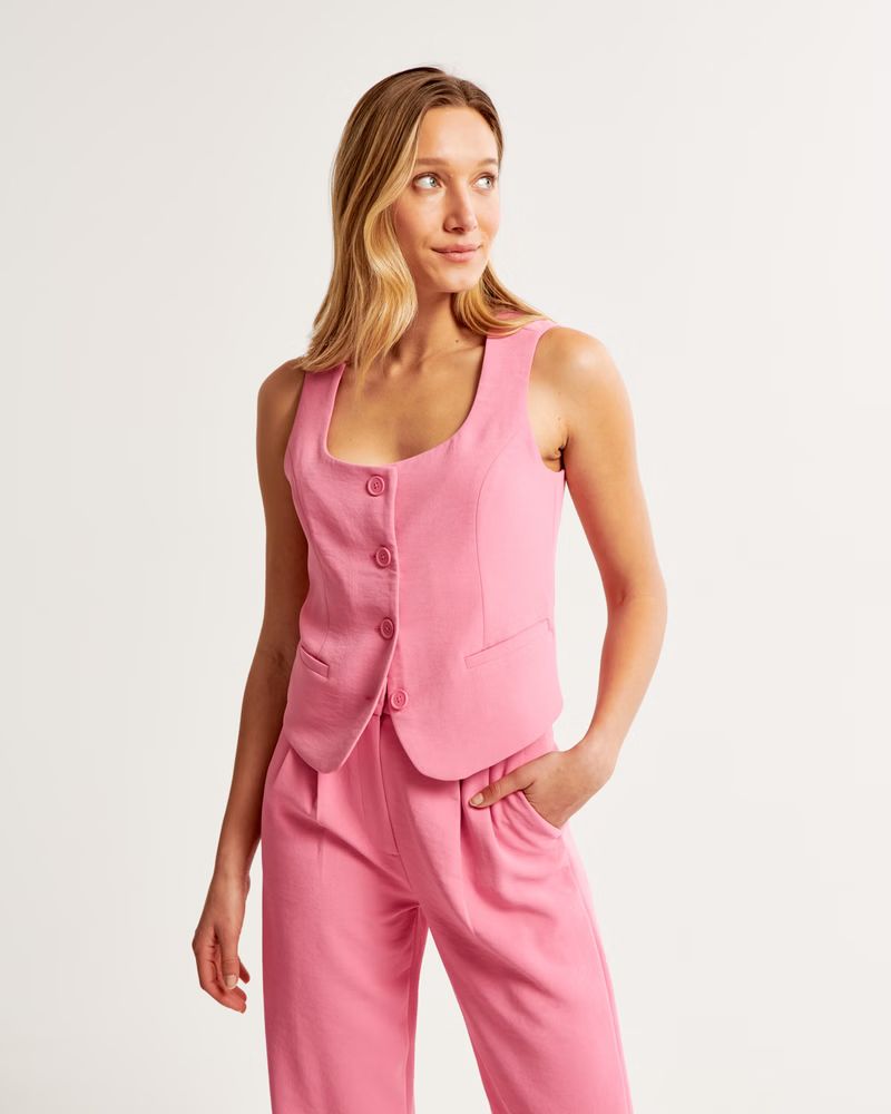 Women's The A&F Mara Premium Crepe Vest Squareneck Set Top | Women's Tops | Abercrombie.com | Abercrombie & Fitch (US)