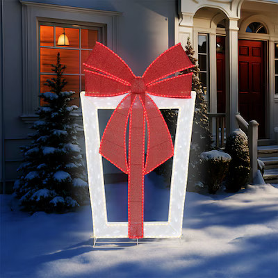 Holiday Living 72-in Freestanding Gift box Yard decoration with Multicolor LED Lights Lowes.com | Lowe's