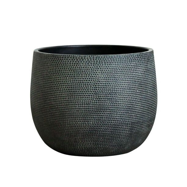 Barcelona Ceramic Plant Pot Large 10 inch - Black Flower Pots - Indoor & Outdoor Planters | Walmart (US)