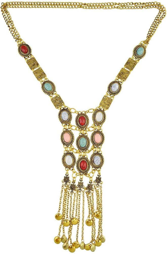 Asphire Bohemian Long Tassel Necklace Vintage Colorful Gemstone Turquoise Necklace Nepal Tibetan ... | Amazon (US)