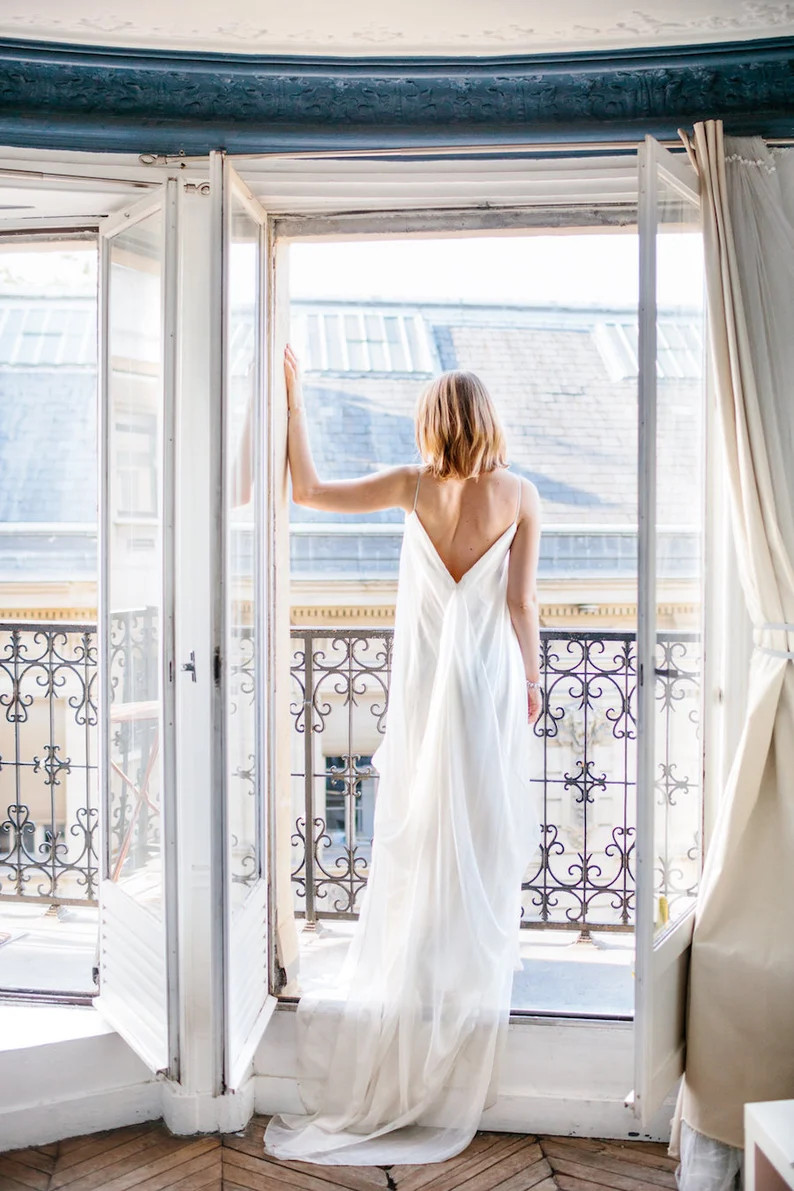 Free fitting silk wedding dress //Lili / Maternity wedding dress, spaghetti strap pregnancy brida... | Etsy (US)