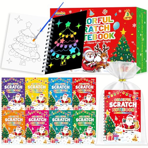 24 Pack Christmas Party Favors for Kids: Scratch Art Notebooks Bulk, Xmas Goodie Bag Fillers, Stocking Stuffers Gifts for Kids 4-12, Classroom Prizes, Birthday Return Gift Bag Toys for Boys Girls | Amazon (US)