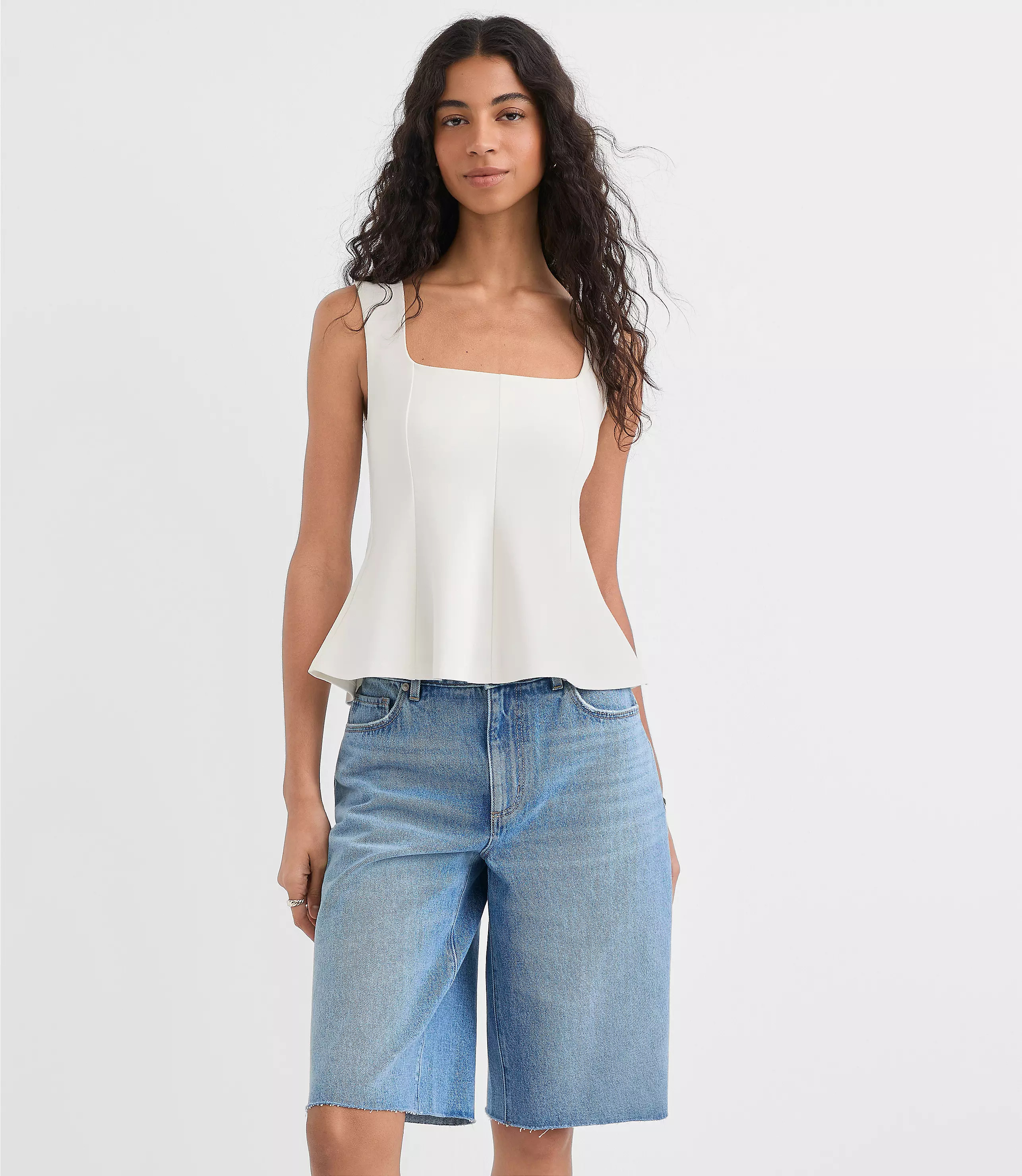 Petite Ponte Peplum Tank Top | LOFT
