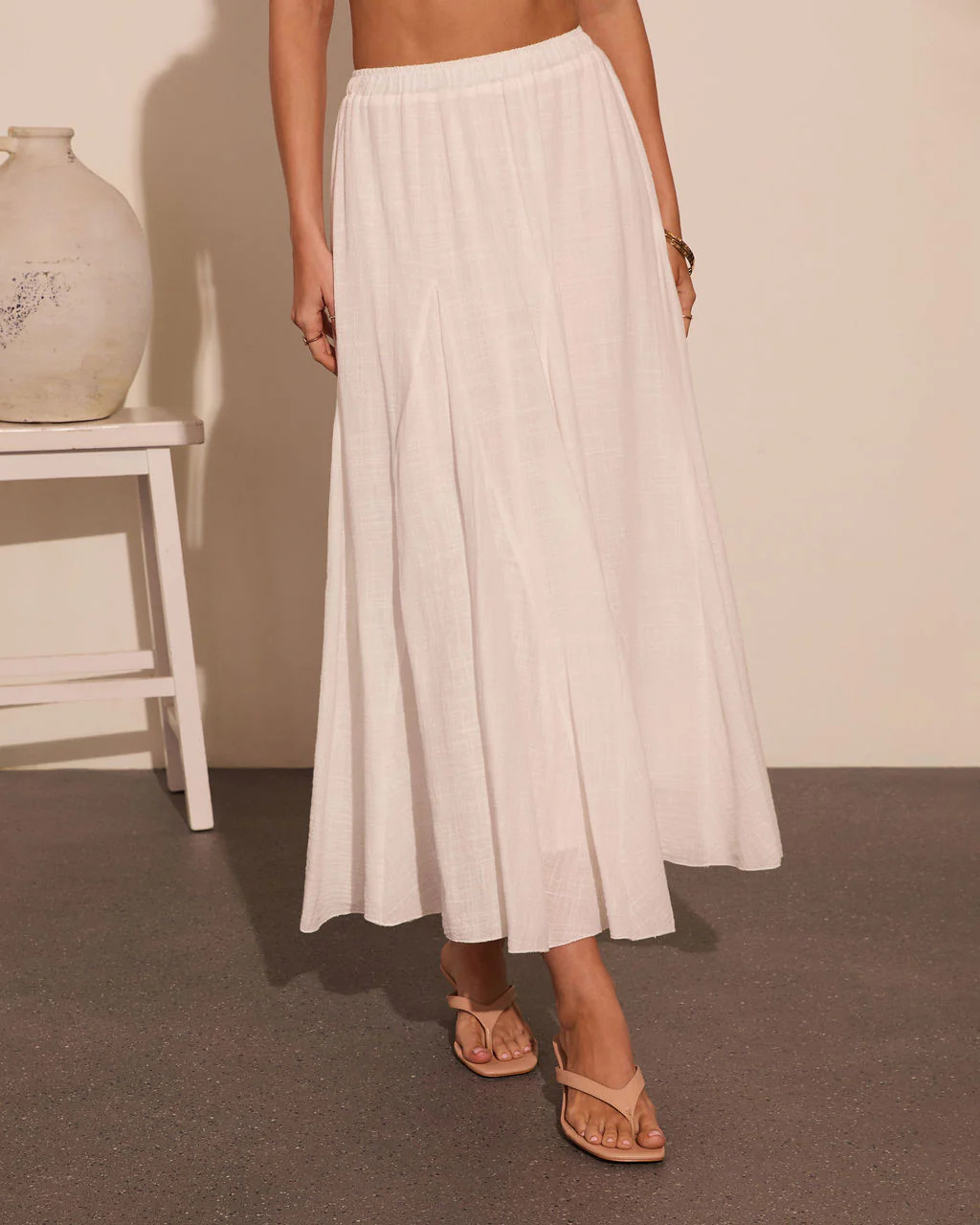 Timeless Coast Cotton Maxi Skirt - White / L | VICI
