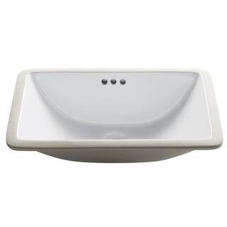 Elavo Small Rectangular Ceramic Undermount Bathroom Sink in White with Overflow | The Home Depot