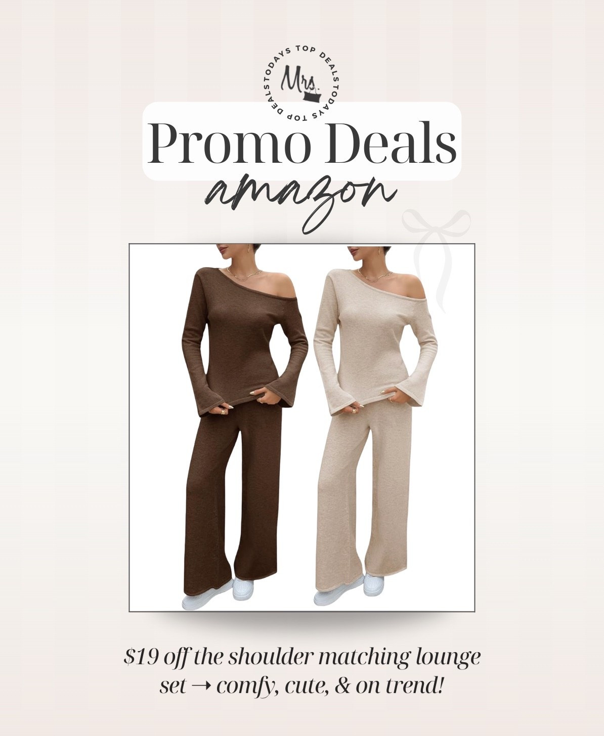 $19 off the shoulder matching lounge set → comfy, cute, & on trend!

#LTKSeasonal #LTKFindsUnder50 #LTKSaleAlert