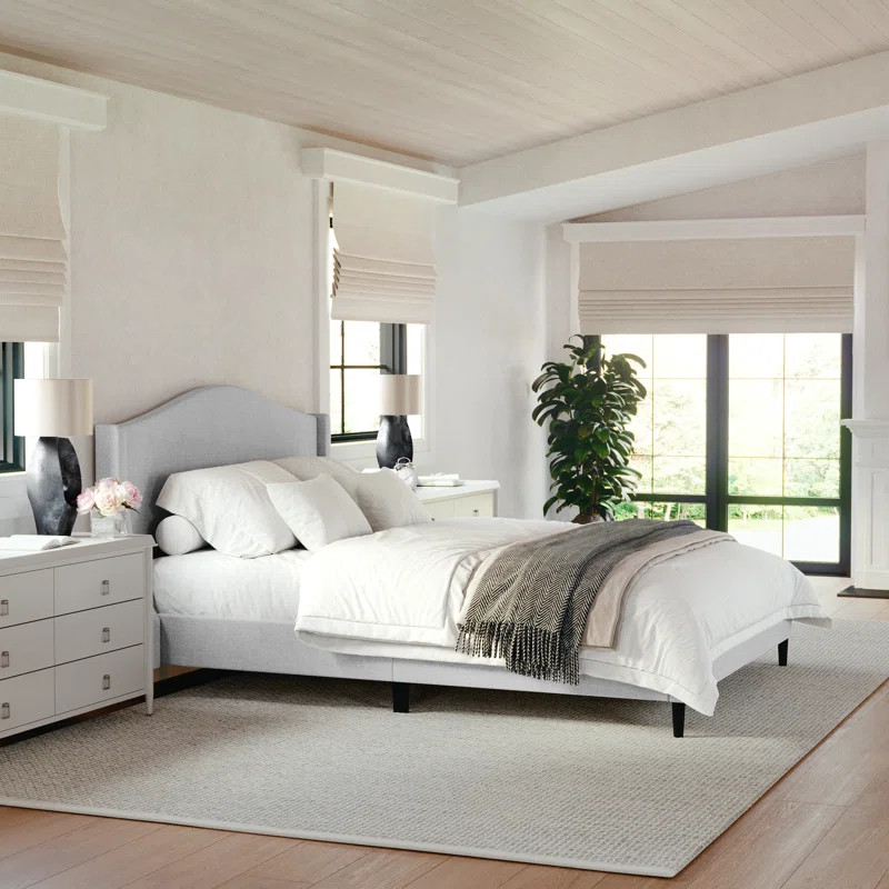 Martha Stewart Amelia Upholstered Platform Bed With Curved Headboard | Wayfair North America