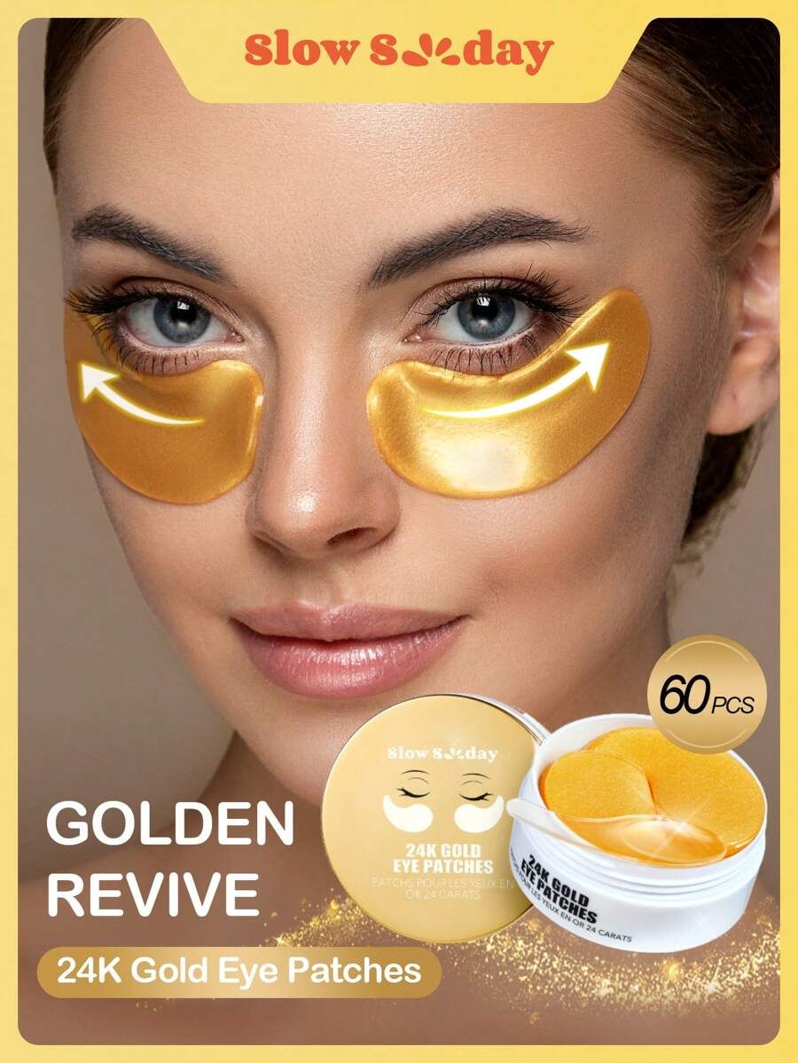 SLOWSUNDAY™ Under Eye Collagen Patches Eye Masks With 24K Gold, Eye Gel Treatment Masks For Puf... | SHEIN