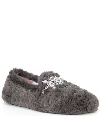 Free People Slumber Party Rhinestone Ornamented Faux Fur Slippers | Dillard's | Dillard's