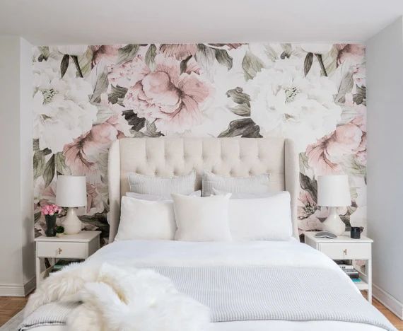 Floral Wallpaper Peony wallpaper Girls Room Removable | Etsy | Etsy (CAD)