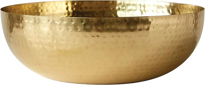 Creative Co-Op Round Hammered Metal Bowl, 14", Gold | Amazon (US)