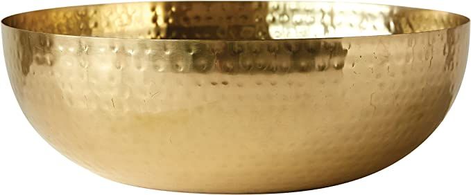 Creative Co-Op Round Hammered Metal Bowl, 14", Gold | Amazon (US)