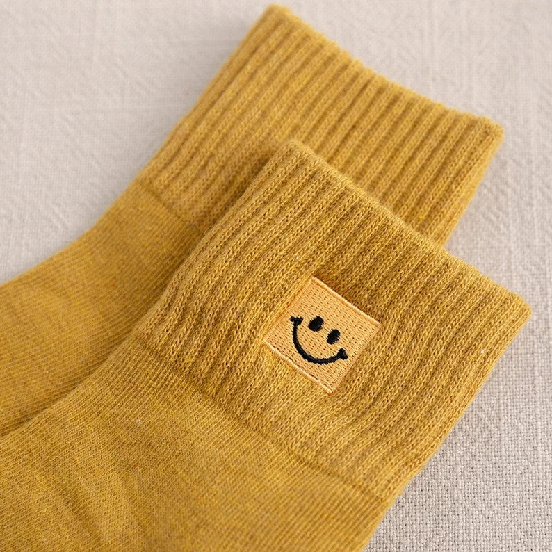 Smiley Face Socks - UK Embroidery Cute Unisex Crew Sock | Cute, happy, cool, funny, unisex socks ... | Etsy (US)