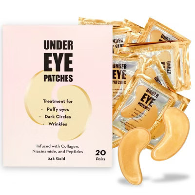 Elizabeth Mott 24K Gold Under Eye Patches with Collagen & Niacinamide - Hydrating & Brightening Eye Mask - 20 Pairs | Target