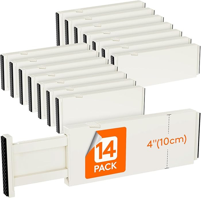 Lifewit 14 Pack Drawer Dividers 4" High, 11-17" Adjustable Drawer Organizers for Clothes, Expanda... | Amazon (US)