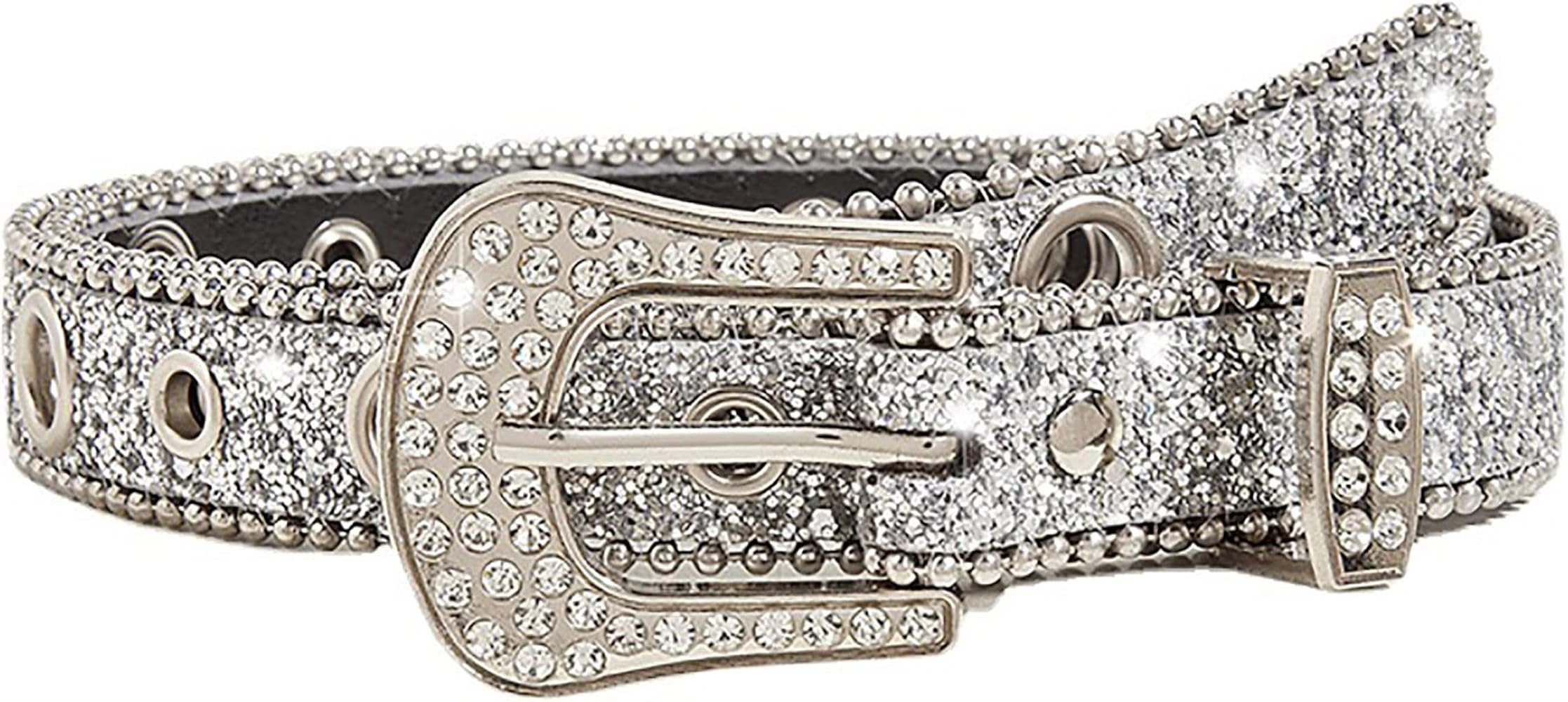 UTOWO Rhinestone Belt for Women Men, Cowgirl Cowboy Bling Studded Leather Belt for Jeans Pants (s... | Amazon (US)