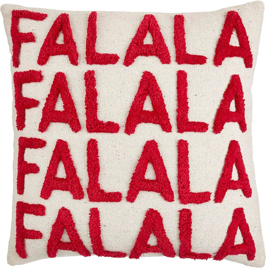 Mud Pie Christmas Tufted Xmas Word Pillow, 20" x 20", FA La La | Amazon (US)