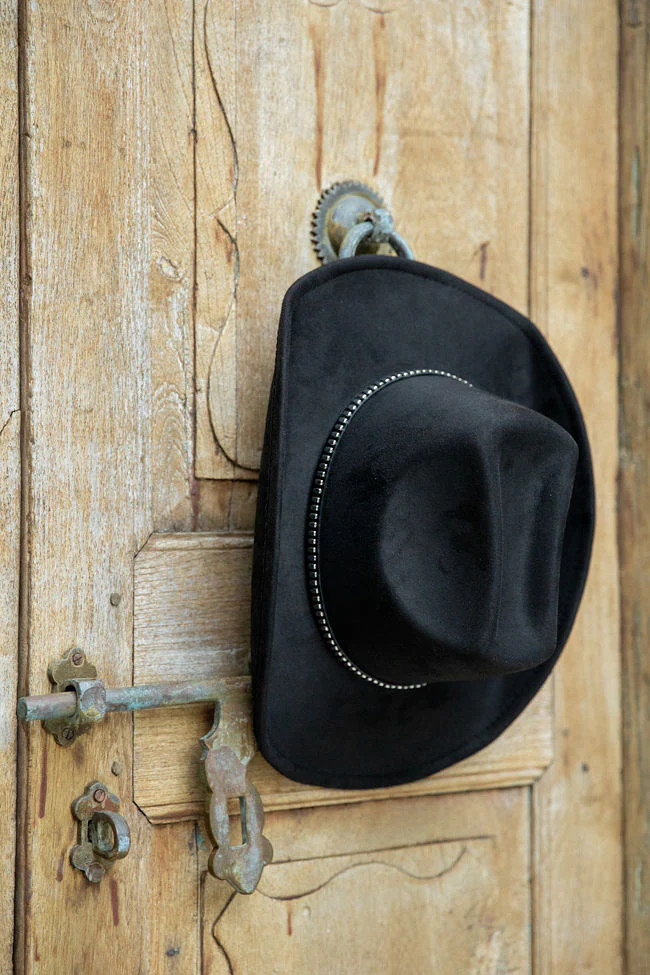 Black Rectangle Stud Band Cowboy Hat | Pink Lily