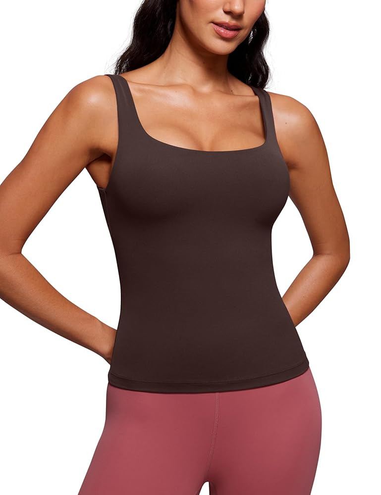 CRZ YOGA Butterluxe Workout Tank Tops for Women U Neck Padded Crop Tops Athletic Camisole Tops wi... | Amazon (US)