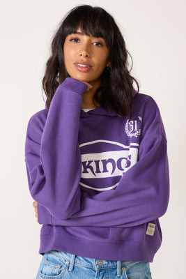 JUNK FOOD Women's Vikings Oversized Crop Hoodie, Size Medium, Purple | Evereve