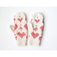 Ready To Ship | Knit Mittens Light Weight Adult Size Handmade Gift Small Size Valentine's Pink | Etsy (US)