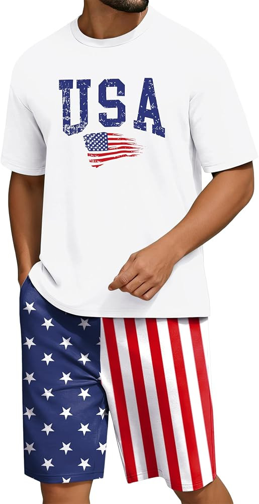 YI XIANG RAN 4th of July Sets for Men 250th Anniversary Shirt American Flag T Shirt Summer Patrio... | Amazon (US)