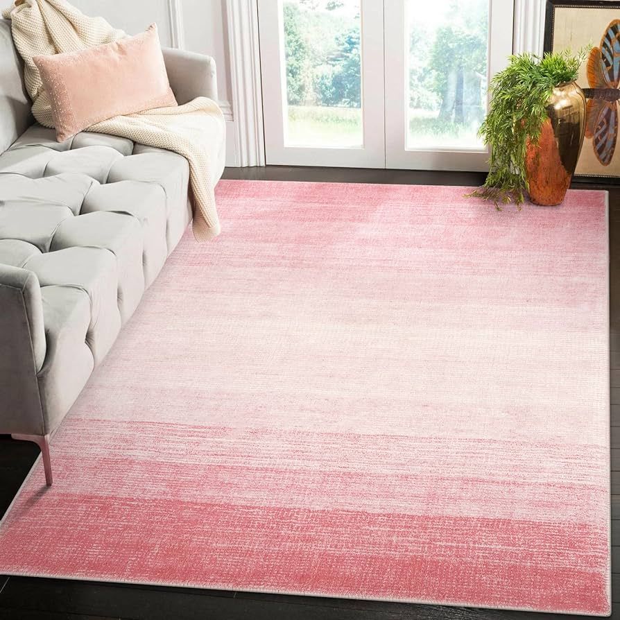 Wonnitar Modern Ombre Washable Rug,5x7 Light Pink Rugs for Living Room,Abstract Non-Slip Pink Are... | Amazon (US)