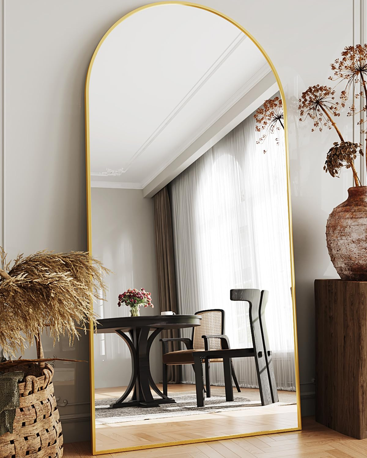 Full Length Mirror, 76"x34" Arched Floor Mirror Freestanding, Floor Standing Full Body Mirror wit... | Amazon (US)