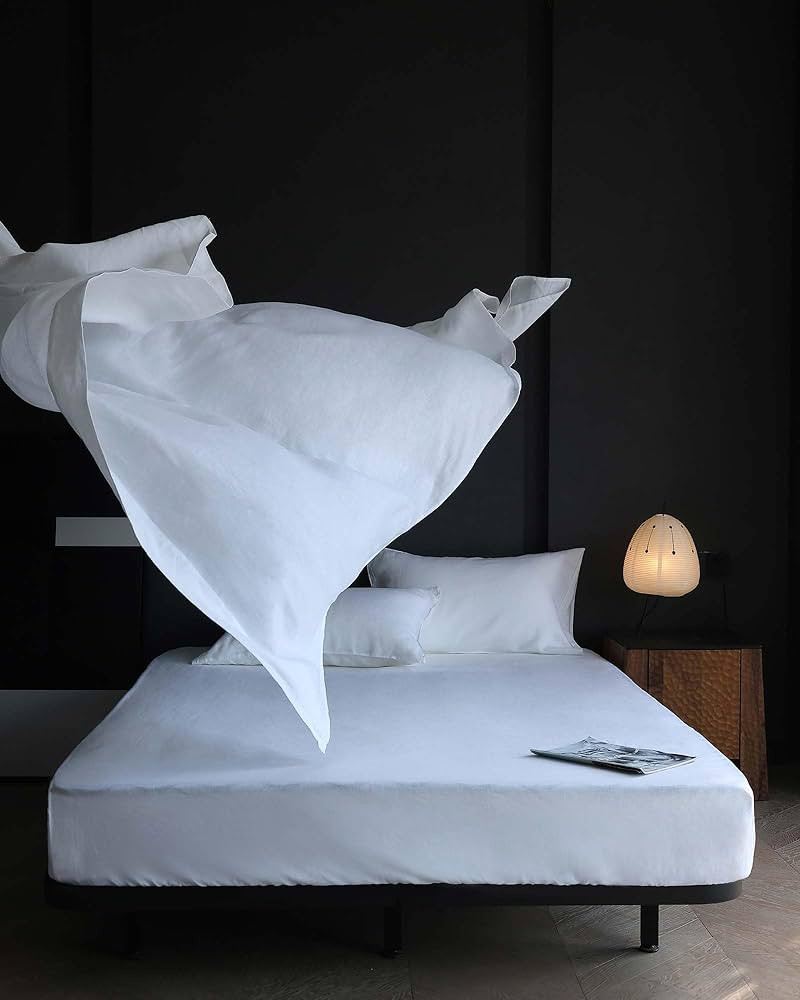 XZ XIFA White Linen Sheets Queen Set, 100% Washed French Flax Organic Linen Sheets, Breathable an... | Amazon (US)