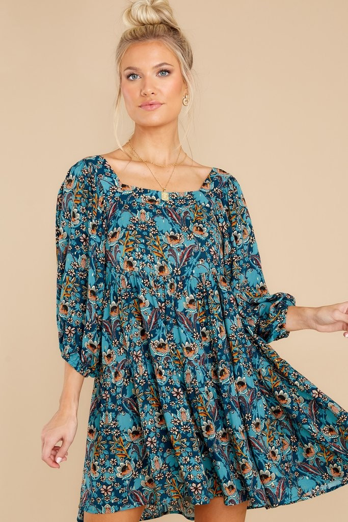 Matera Teal Floral Mini Dress | Red Dress 