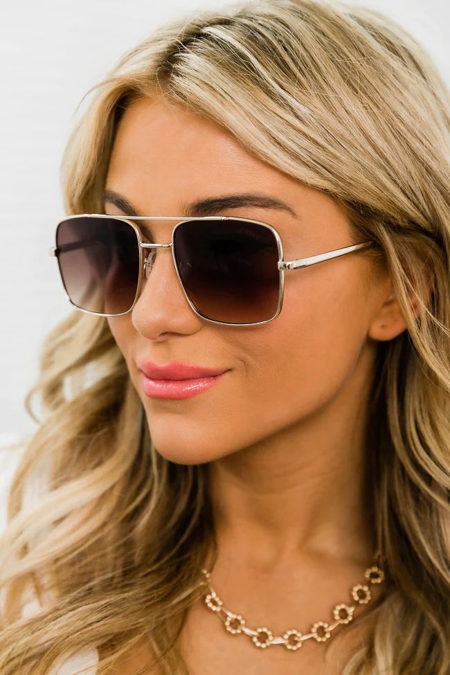 In The Mood Square Aviator Sunglasses | Pink Lily