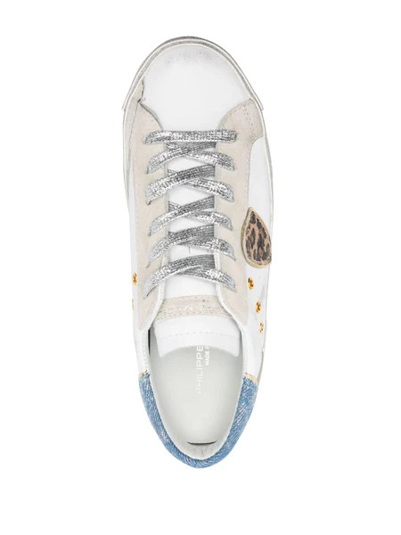 Philippe Model PRSX Low Sneaker in Denim Veau Mixa | CoatTails LLC