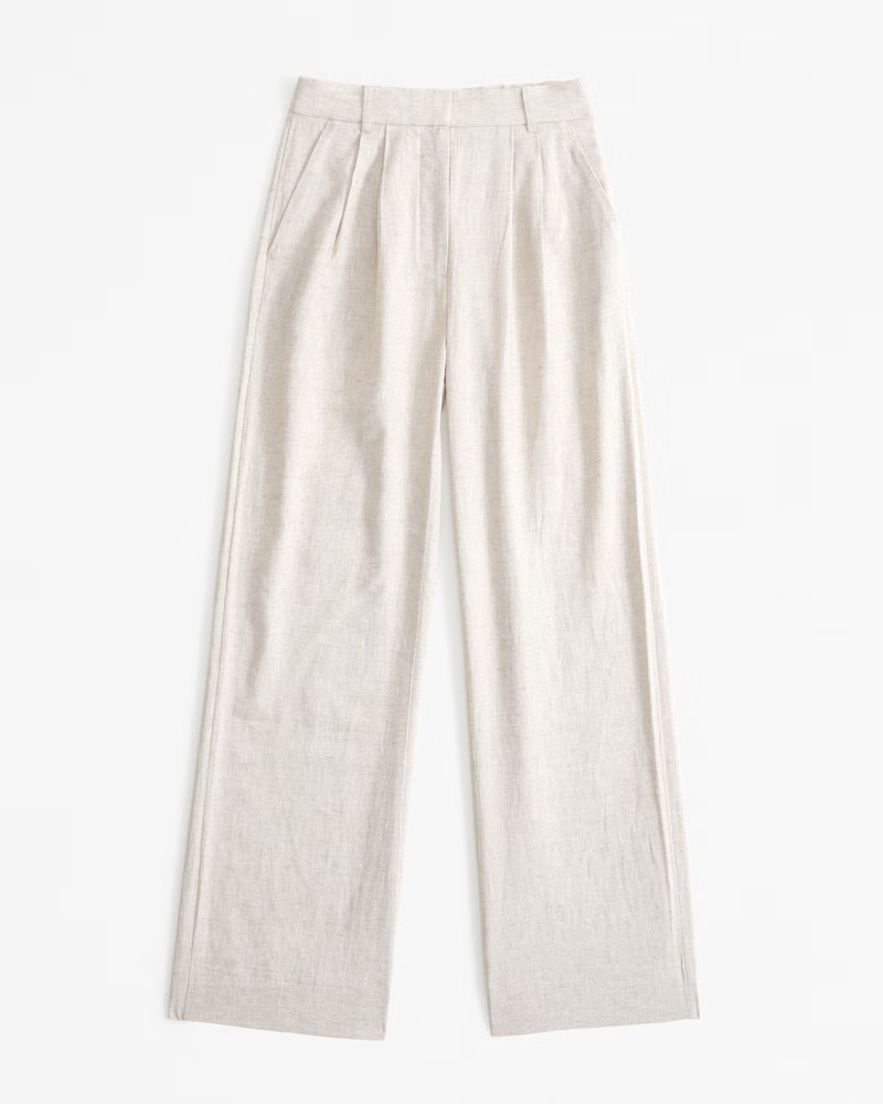Abercrombie & Fitch Women's A&F Sloane Tailored Linen-Blend Pant in Light Beige - Size 26 | Abercrombie & Fitch (US)