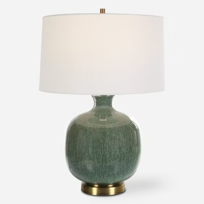 Uttermost 30238-1 Nataly Aged Green Ceramic Table Lamp with Antique Brass Accents | Target