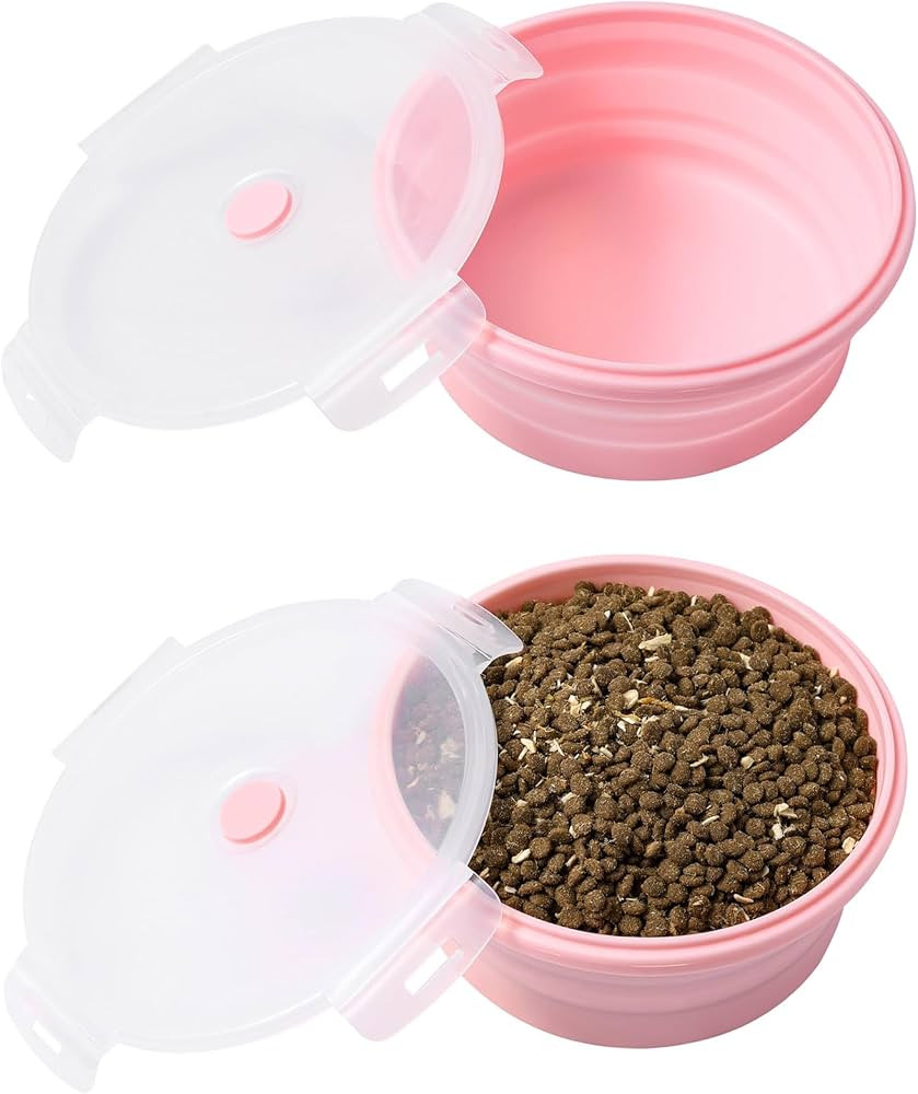 Joyinjojo Collapsible Dog Bowls with Lids, 2 Pack Portable Travel Dog Bowls for Small Medium Larg... | Amazon (US)