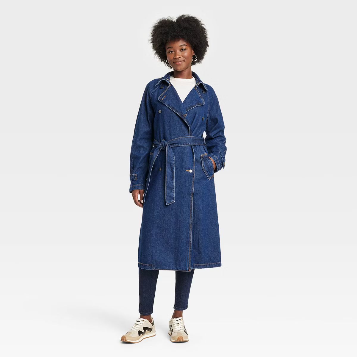 Women's Denim Trench Coat - Universal Thread™ Dark Wash | Target