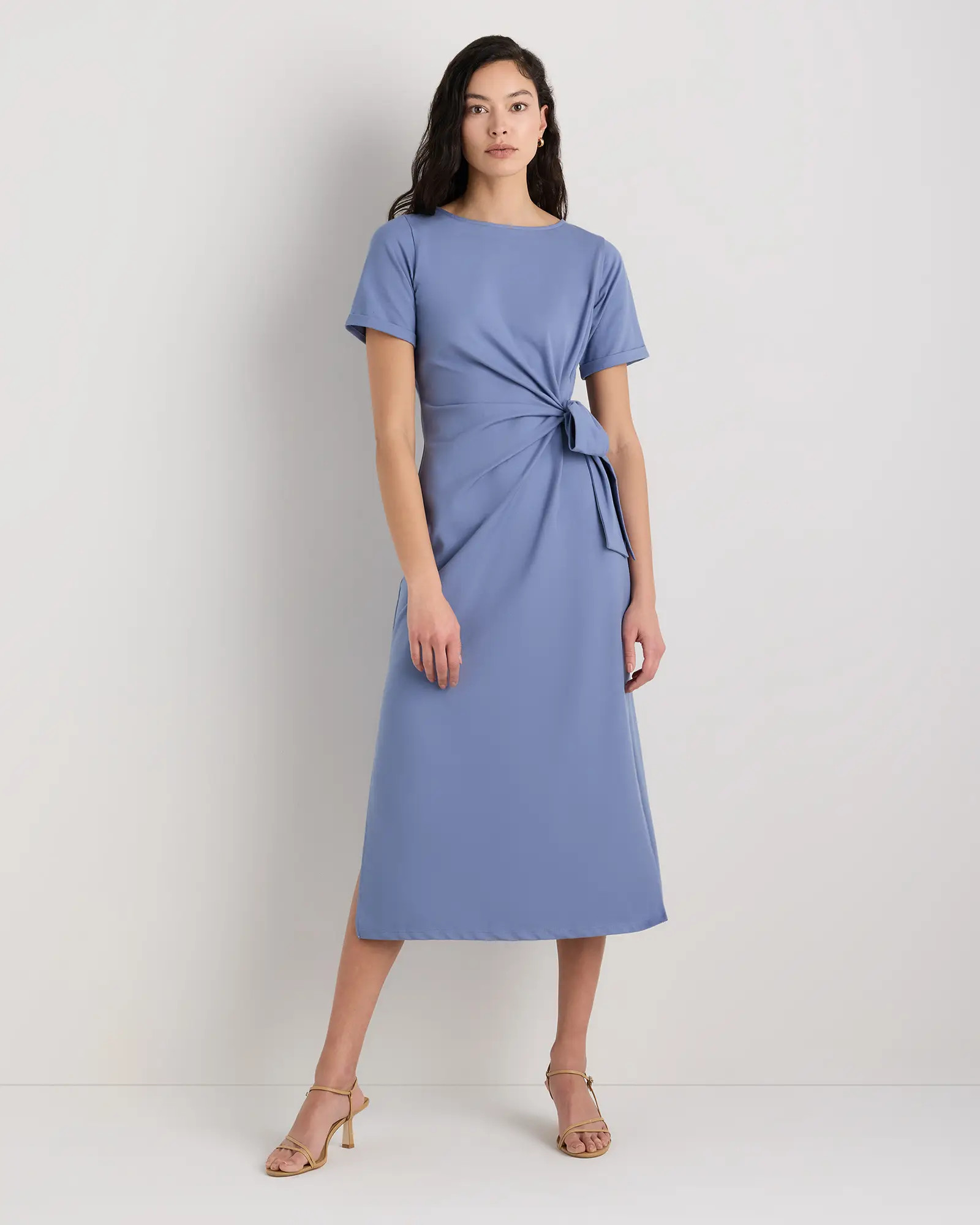 Stretch Cotton Jersey Side Tie Midi Dress | Quince