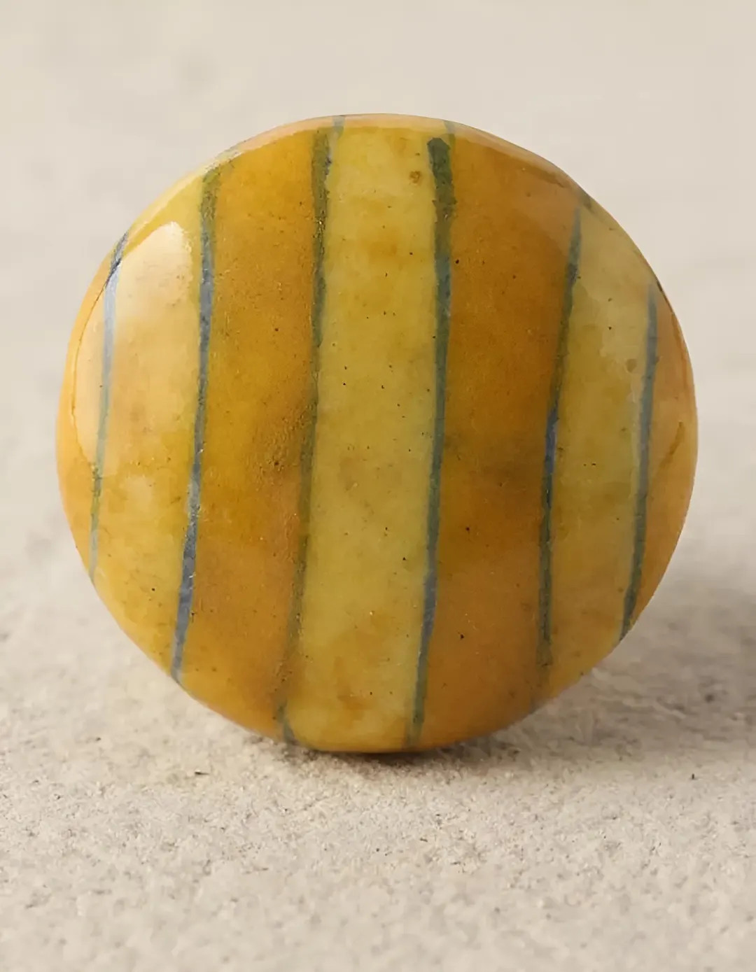 Hand-Painted Ceramic Knob: Mustard Yellow Stripes, Vintage Style | Etsy (US)